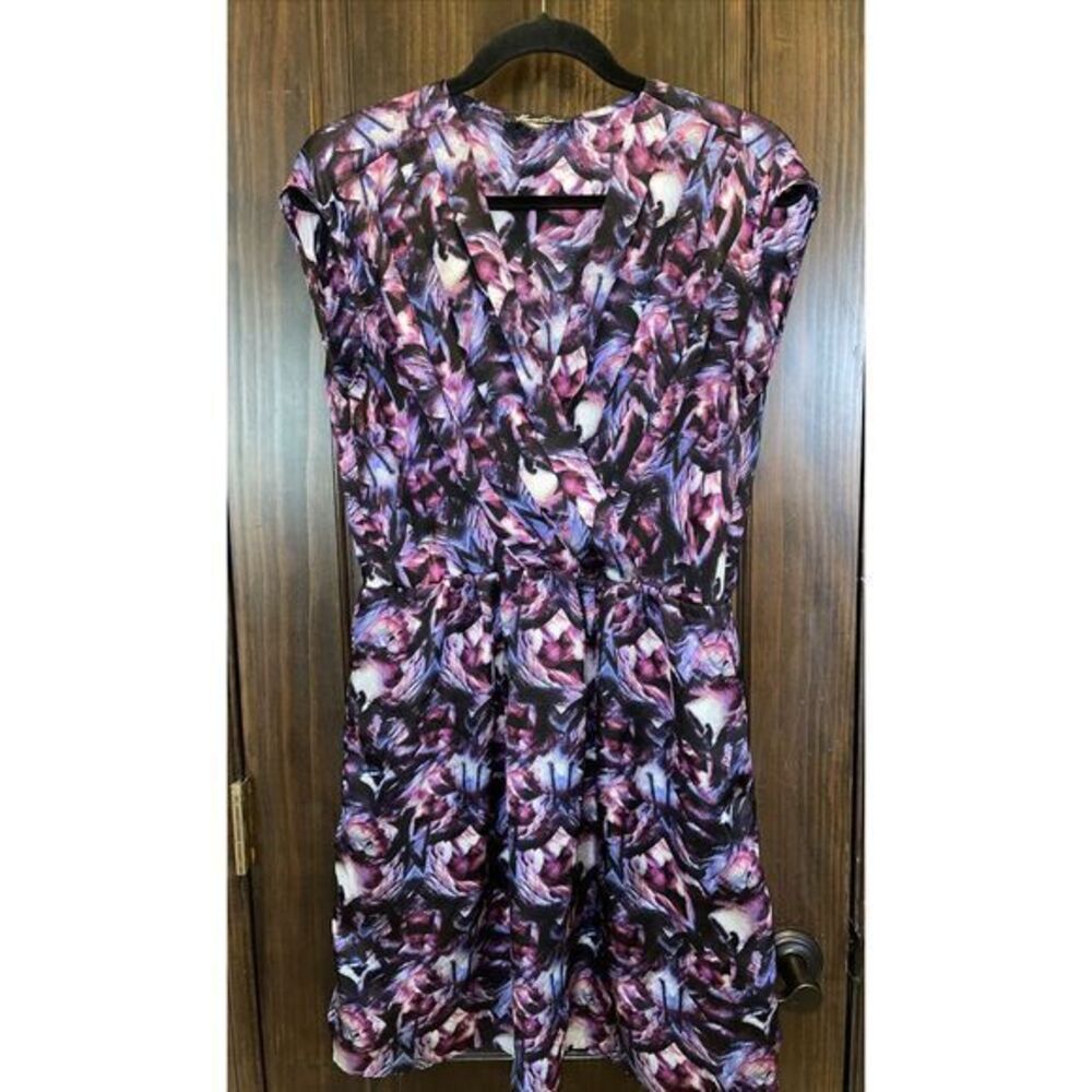 Kenneth Cole Purple‎ Blue Black Print Dress Medium